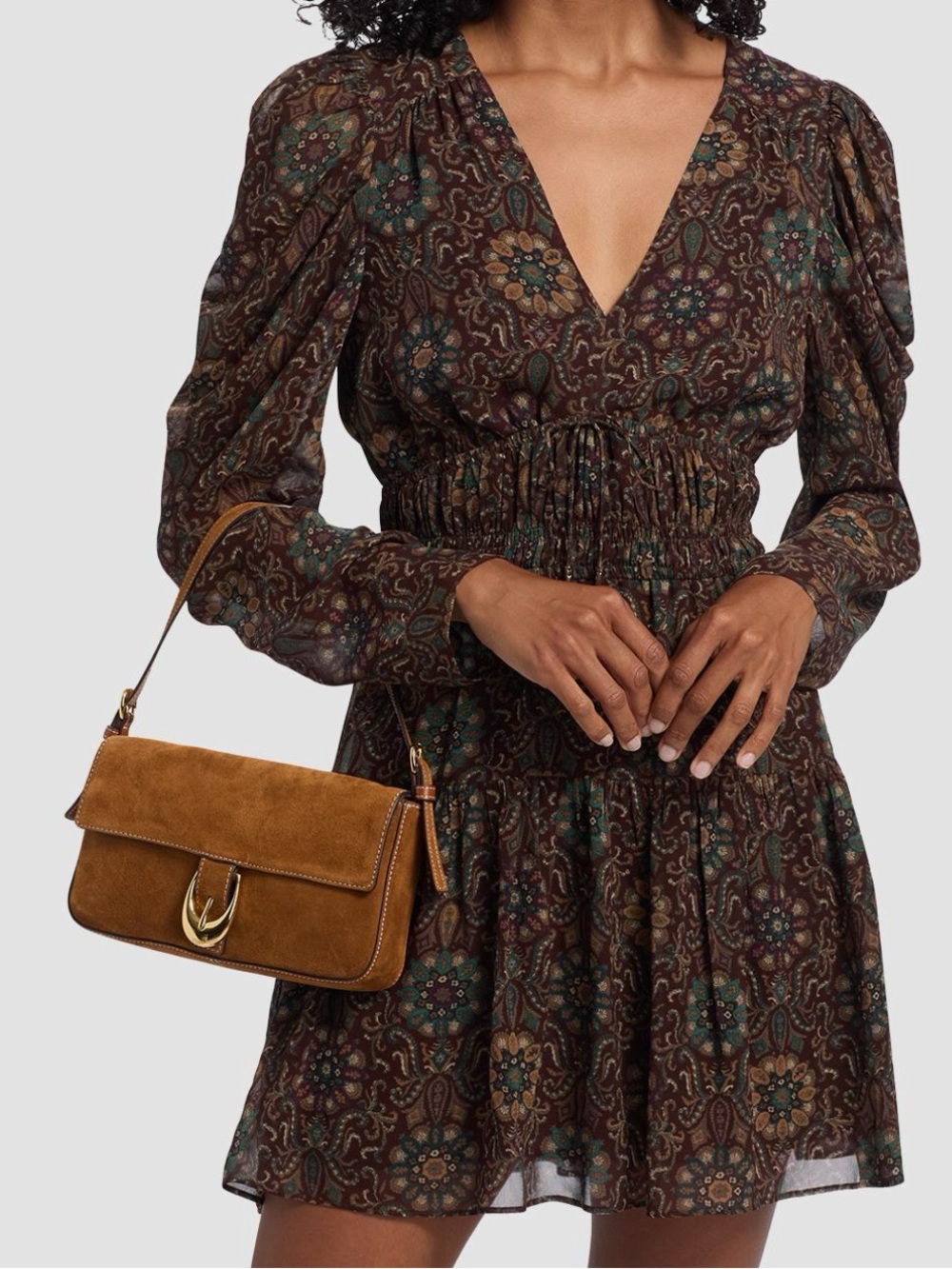 Aries Printed Long-Sleeve Silk Mini Dress